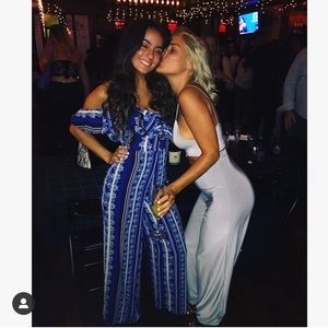 Royal blue/white floral pattern JUMPSUIT